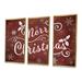 The Holiday Aisle® Merry Christmas Season Greetings On Red - Traditional Framed Canvas Wall Art Set Of 3 Canvas, in White | Wayfair