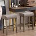 Winston Porter Set Of 2 26" Bar Stools For Kitchen Counter Wood/Upholstered/Leather in Brown | 26 H x 18 W x 12.6 D in | Wayfair