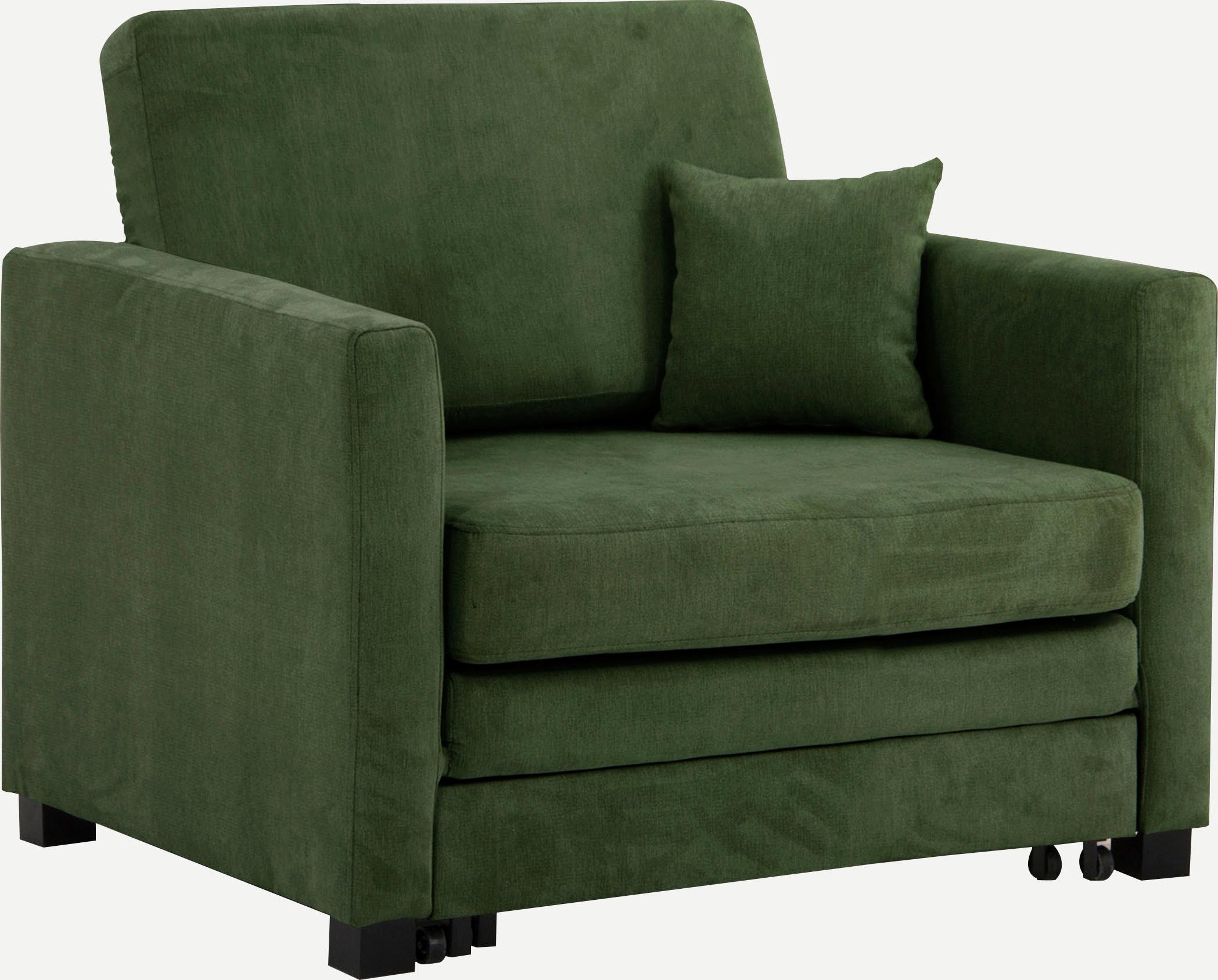 Sessel HOME AFFAIRE "Mexico Schlafsessel", grün, B:98cm H:87cm T:83cm, Struktur fein ( 100% Polyester);Luxus-Microfaser weich (90% Polyester, 10% Nylon), ;Struktur (100% Polyester), , Sessel, Polstersessel, mit ausziehbarer Schlaffunktion, B/T/H:...