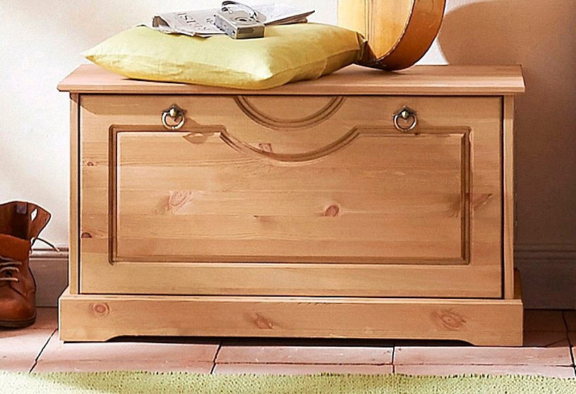 Schuhtruhe HOME AFFAIRE "Klera", beige (natur), B:81cm H:45cm T:37cm, FSC-zertifiziertes Massivholz, Truhen, Breite 81 cm, aus massiver Kiefer, FSC-zertifiziert