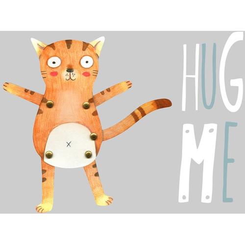 "Wandtattoo WALL-ART ""Teddy Tiger Katze Hug me"" Wandtattoos Gr. B/H/T: 60 cm x 46 cm x 0,1 cm, bunt Wandtattoos Wandsticker"