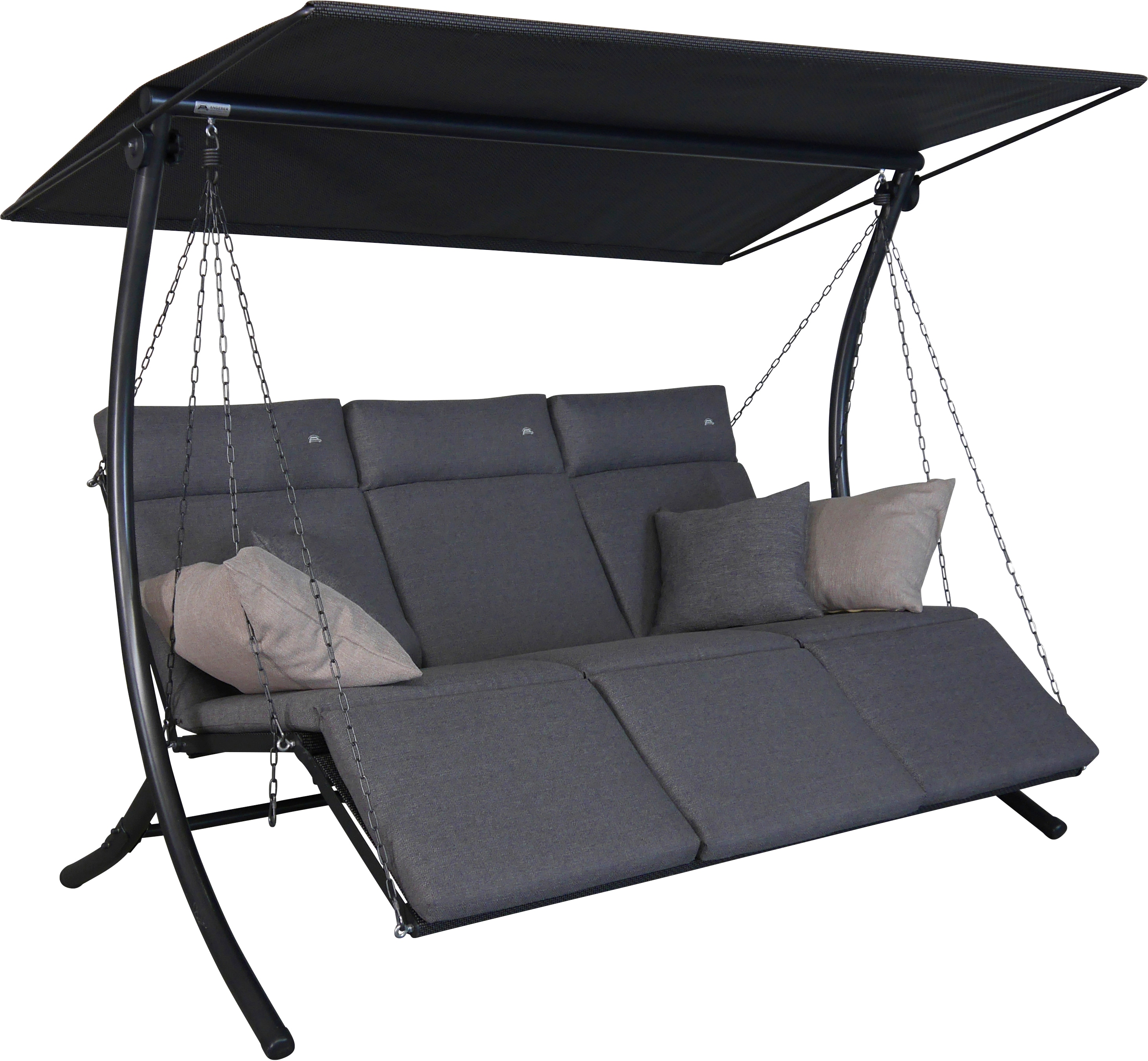 Hollywoodschaukel "Swing Smart stone, TOPSELLER", grau, B:210cm H:160cm T:145cm, Obermaterial: 100% Polyester, ANGERER FREIZEITMÖBEL, Hollywoodschaukeln, wetterfest, verstellbare Lehne