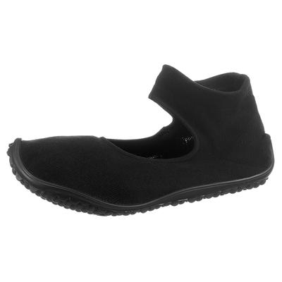 Barfußschuh LEGUANO "BALLERINA", Damen, Gr. L (42/43), schwarz, Textil, sportlich, Schuhe Ballerina Barfußschuh Riemchen