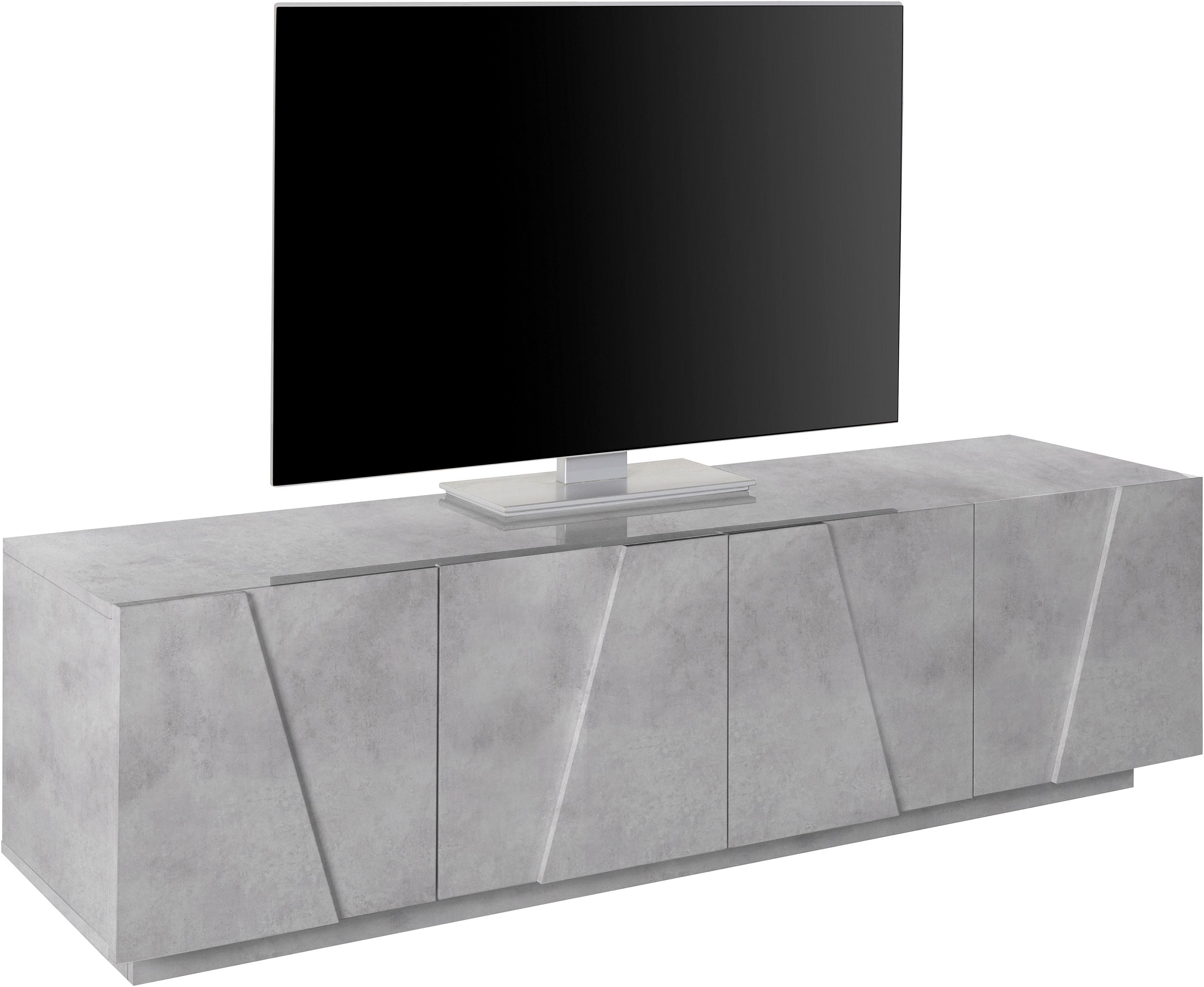 Lowboard INOSIGN "PING", silber (silber beton matt), B:162,5cm H:43cm, Sideboards, Lowboard, Breite 162,4 cm