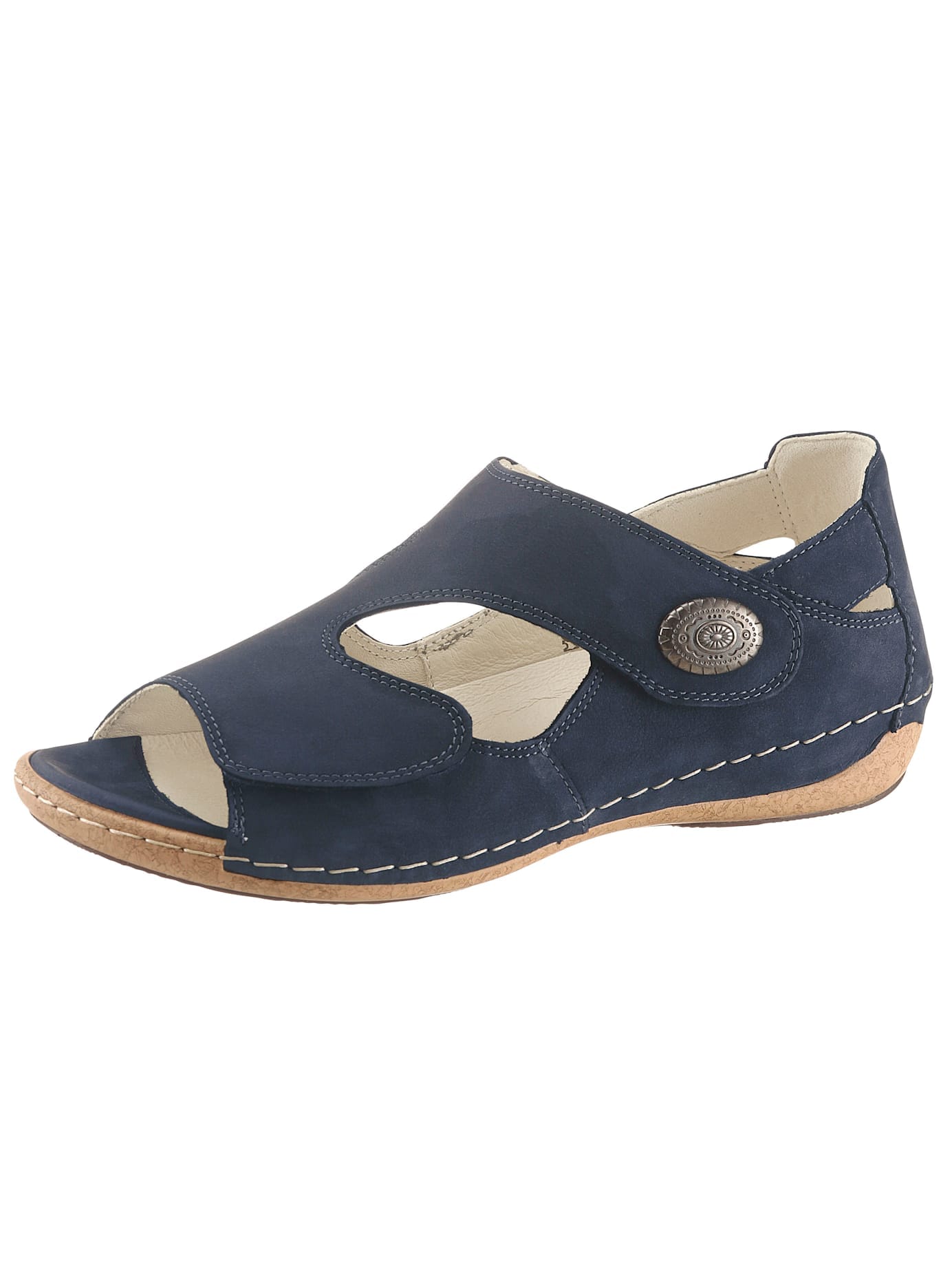 Sandale WALDLÄUFER, Damen, Gr. 5, blau (nachtblau), Nubukleder, Schuhe Sandale