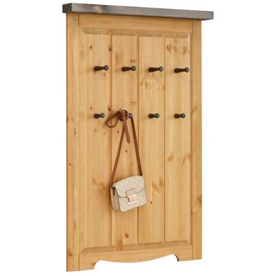 Garderobenpaneel HOME AFFAIRE "Trinidad Antique", beige (natur, grau), B:80cm H:125cm T:6cm, Massivholz, Metall, Garderobenpaneele, aus massiver Kiefer, FSC zertifiziert, Breite 80 cm Image