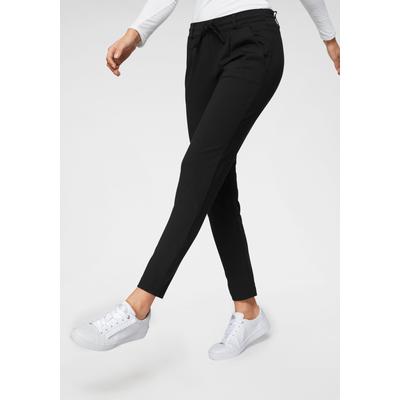 Jogger Pants TOM TAILOR, Damen, Gr. 40, Länge 32, schwarz (deep schwarz), Jersey, Obermaterial: 60% Viskose, 34% Polyamid, 6% Elasthan, unifarben, modisch, lässig geschnitten lang, Hosen, mit Bundfalten, Topseller Image
