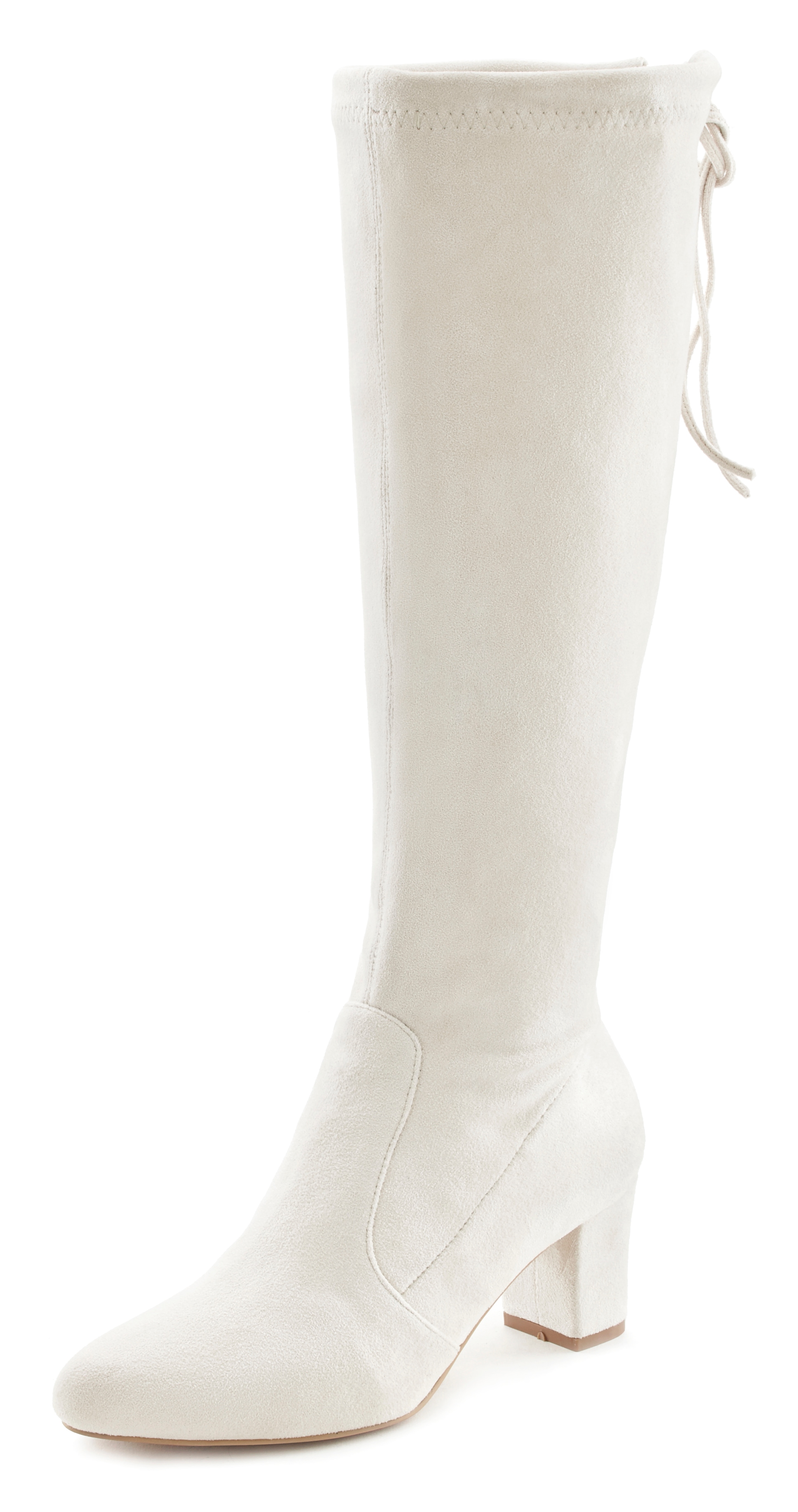 Schlupfstiefel LASCANA, Damen, Gr. 36, beige (creme), Obermaterial: 100% Textilmaterial. Decksohle: 100% Lederimitat. Futter: 100% Textilmaterial. Laufsohle: 100% Synthetik, unifarben, Schuhe Schlupfstiefel, Schlupfboots, Slouchy Boots, Slip-On,...
