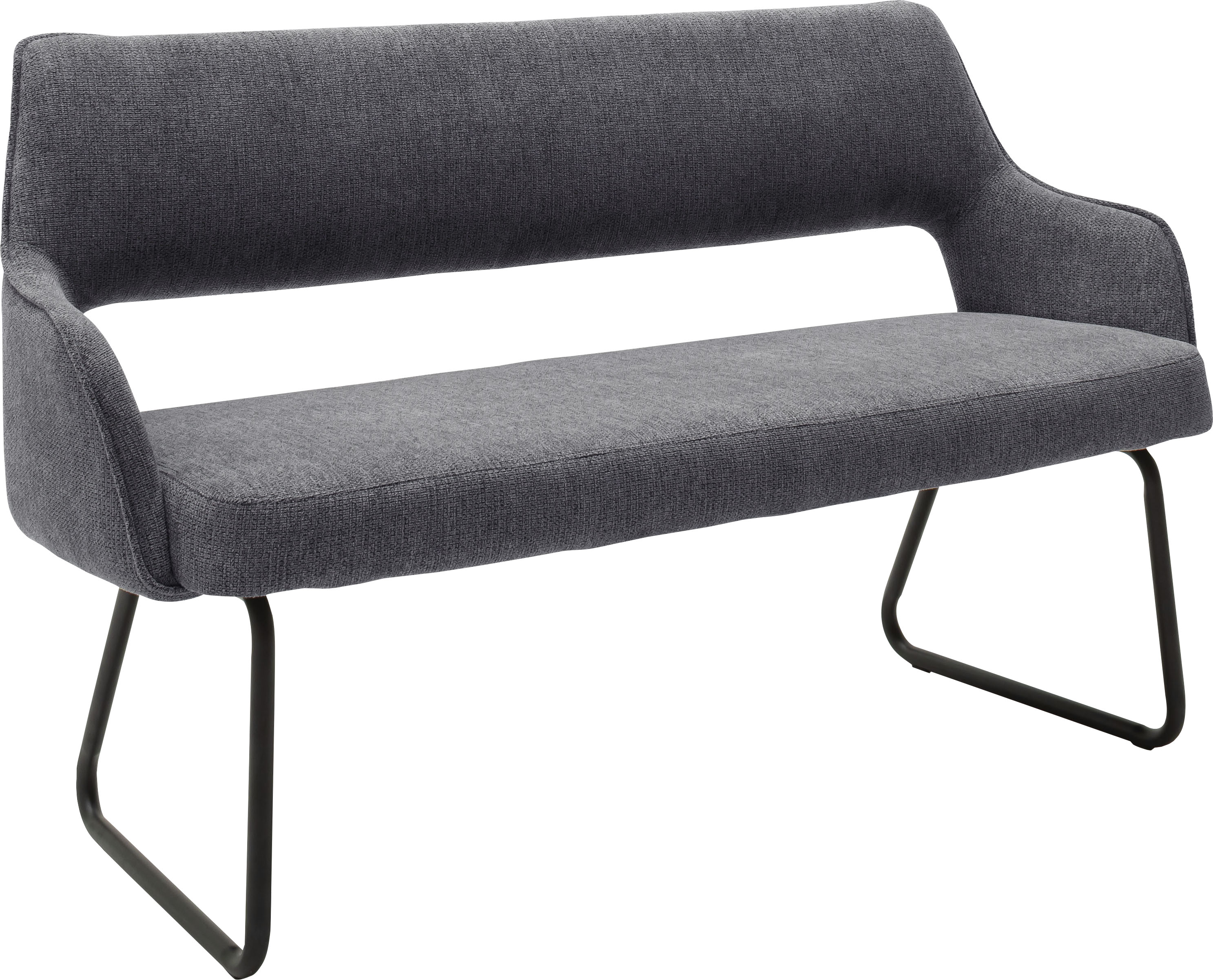 Polsterbank MCA FURNITURE "Bangor", grau (anthrazit, schwarz matt lackiert), B:175cm H:89cm T:64cm, 100% Polyester, Sitzbänke, Sitzbank frei im Raum stellbar,Stoffbezug, Breite 175 cm Image