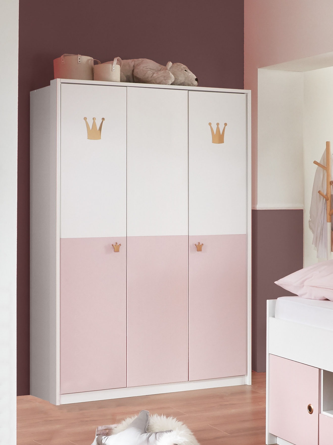 Drehtürenschrank WIMEX "Cindy2", rosa (weiß, rosé), B:139cm H:199cm T:58cm, Spanplatte, Schränke, Drehtürenschrank