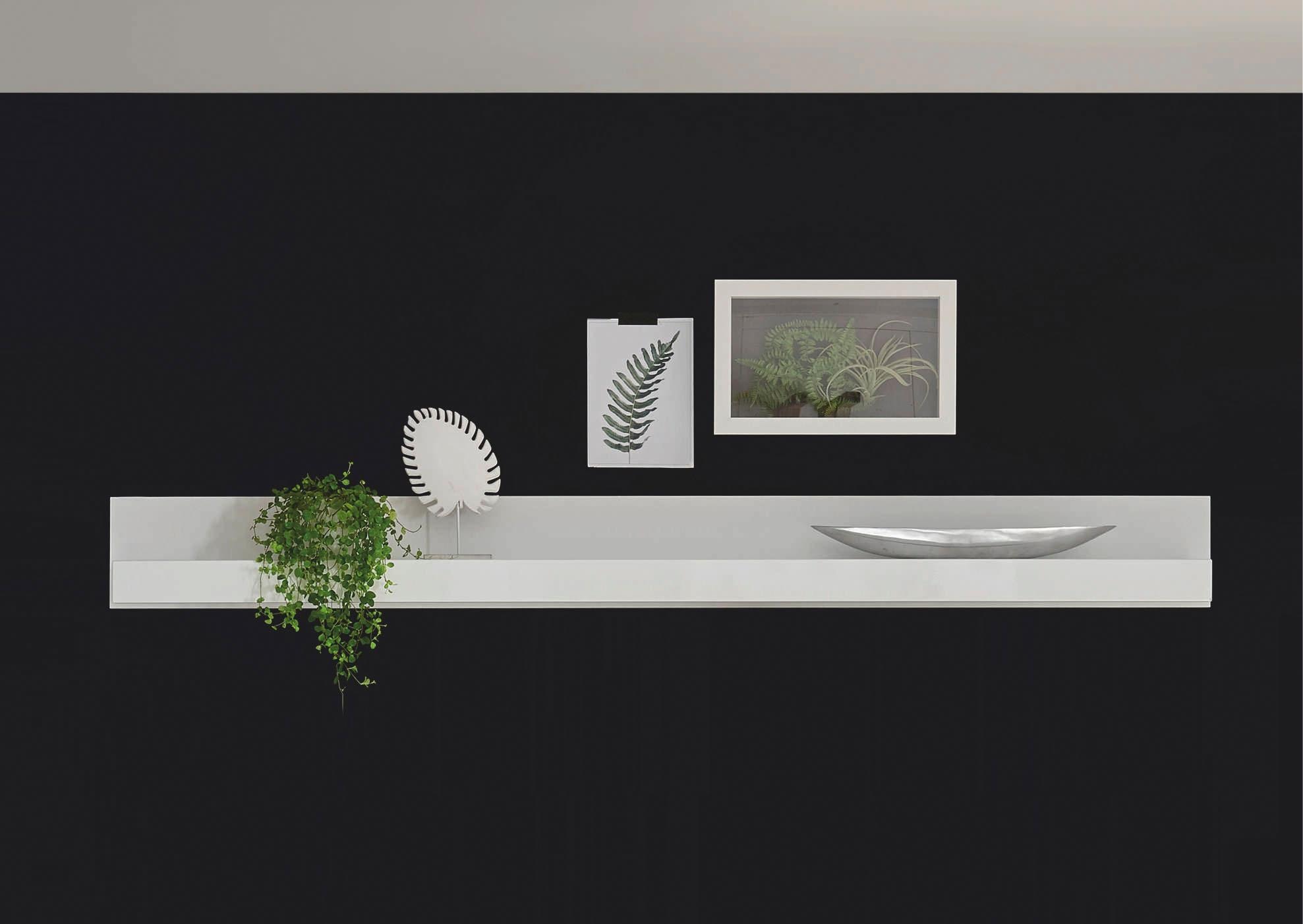 Wandboard INOSIGN "Carat, modernes Wandregal, Wandhalter mit Ablagefach, 217 cm breit", weiß (weiß, weiß hochglanz), B:217cm H:22cm T:18cm, FSC-zertifizierter Holzwerkstoff, Regale, Wandboard, vielseitig einsetzbares Hängeregal, in Weiß Hochglanz