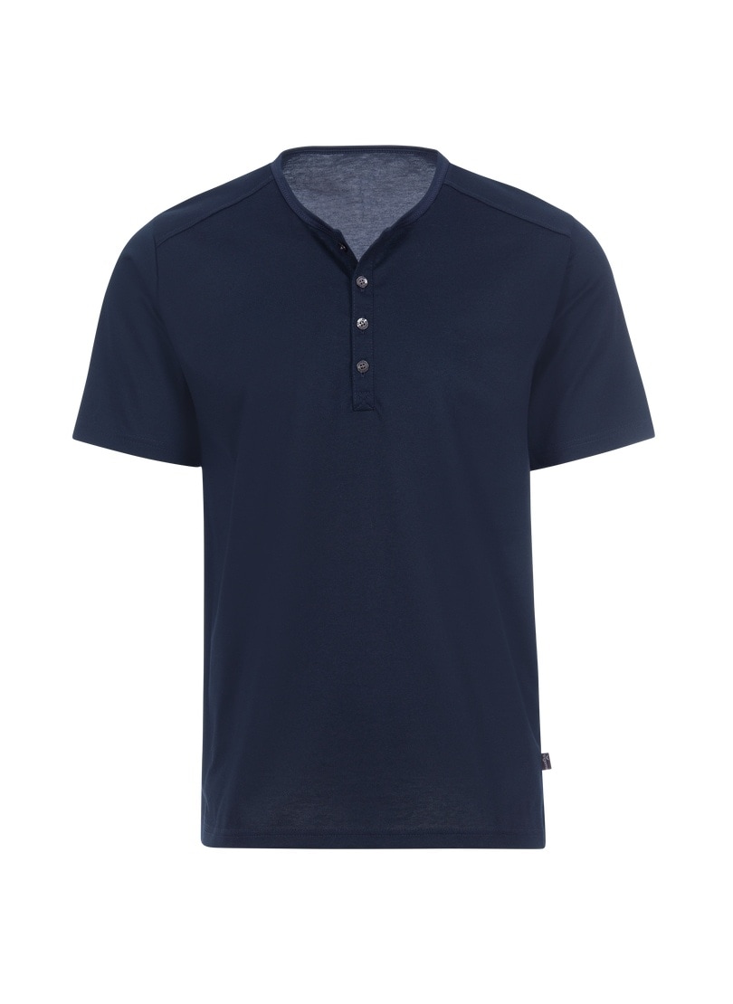 T-Shirt TRIGEMA "TRIGEMA T-Shirt mit Knopfleiste DELUXE Baumwolle", Herren, Gr. XXXL, blau (navy), 100% Baumwolle, Shirts Image