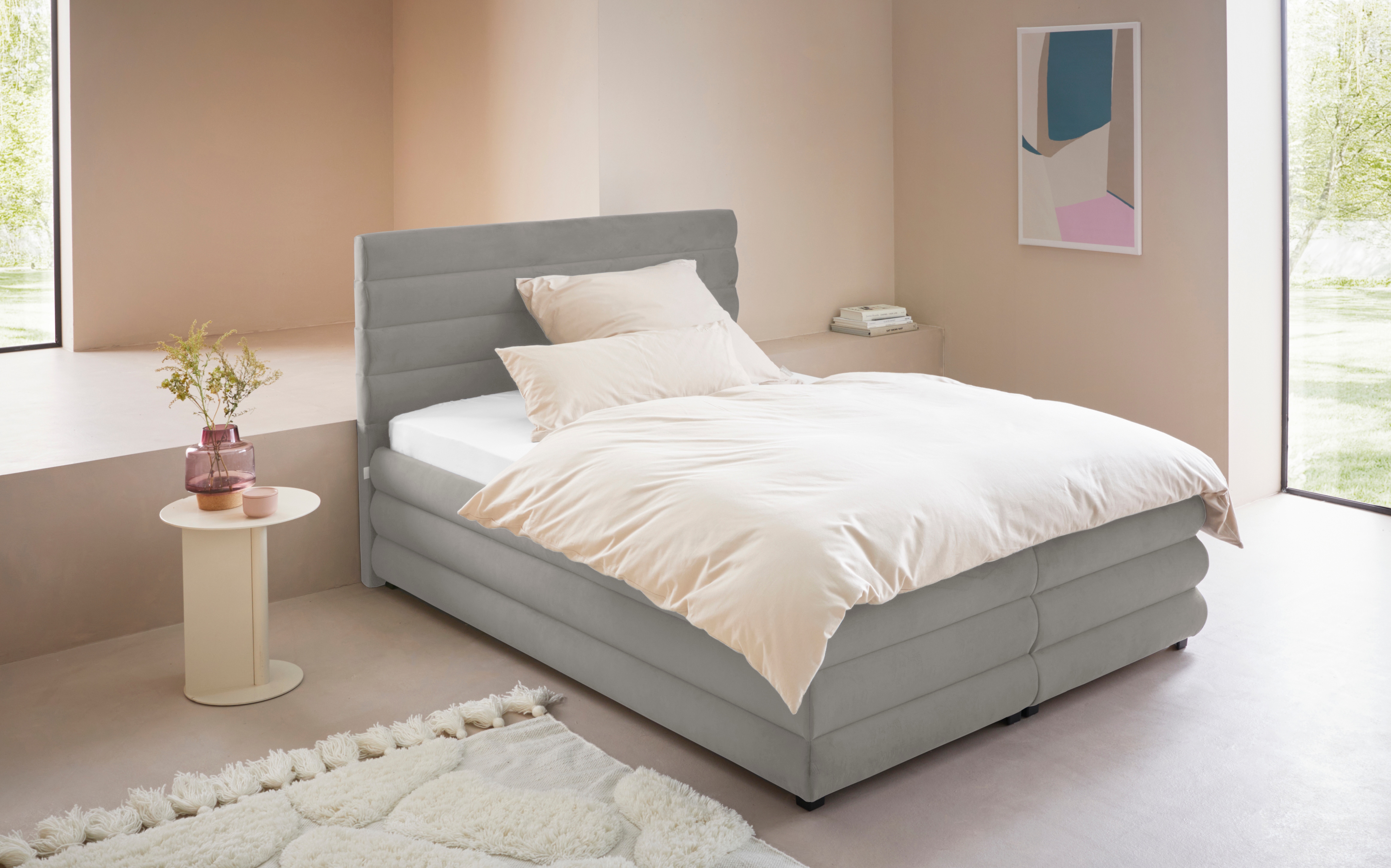 Polsterbett "Maylis", grau, B:152cm L:211cm, 100% Polyester, LEGER HOME BY LENA GERCKE, Betten, Polsterbett ohne Bettkasten Polsterbett, wahlweise mit und ohne Matratze und Lattenrost, auch in 200cm Breite Image