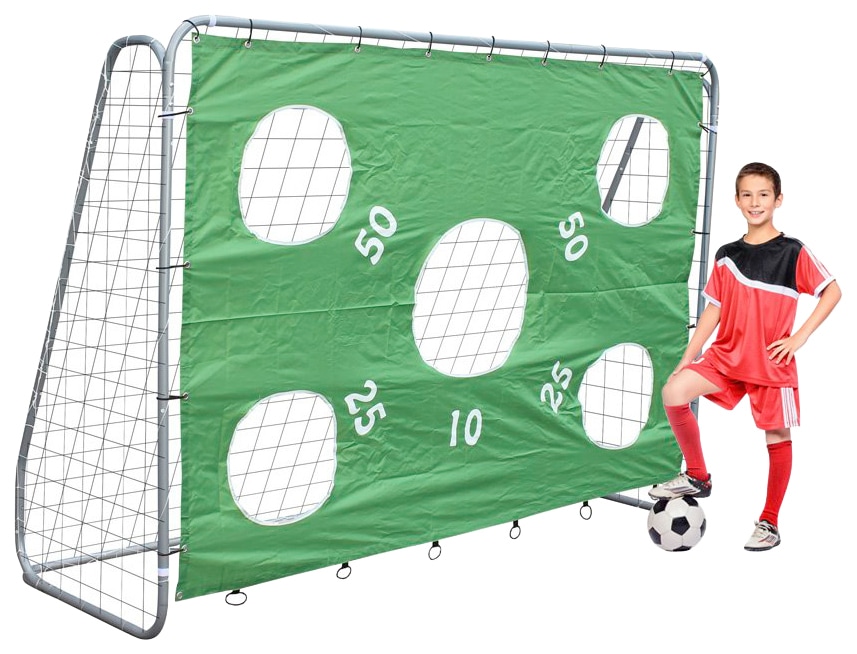 Fußballtor BEST SPORTING, bunt (silberfarben, grün), Sport-Tore, Kinder, B/H/L: 240cm x 170cm x 85cm, 1 Stk. Kunstfaser Stahl, Kunstfaser, Stahl, BxLxH: 240x85x170 cm, mit Torwand, B:240cm H:170cm L:85cm