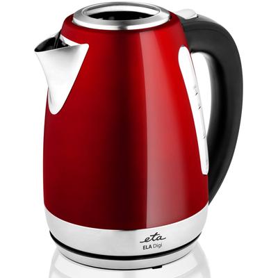 ETA Wasserkocher "ELA digi ETA959890010", rot, B:22cm H:23,5cm T:16cm, Wasserkocher, rot, Transparenter Deckel, Edelstahlausführung