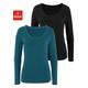 Langarmshirt VIVANCE Gr. 40/42, grün (petrol, schwarz) Damen Shirts Jersey Bestseller