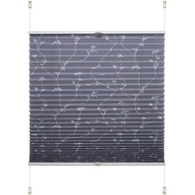 Plissee LIEDECO "Klemmfix-Plissee Ranke grau" Gr. 5, grau (grau, weiß), B:50cm H:130cm, Obermaterial: 97% Polyester, 3% Metall, Plissees, Klemmfix-Plisse mit floralem Druck Image