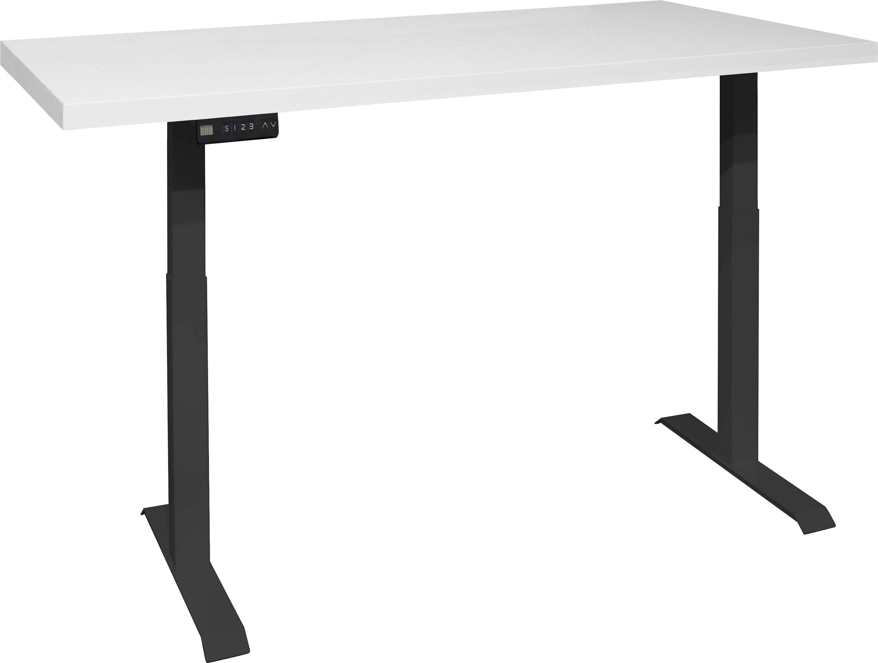 Schreibtisch MÄUSBACHER "Big System Office", schwarz-weiß (schwarz matt, weiß matt lack, schwarz matt, weiß matt lack), B:160cm, Tische, Schreibtisch, Breite 160 cm, elektrisch höhenverstellbar