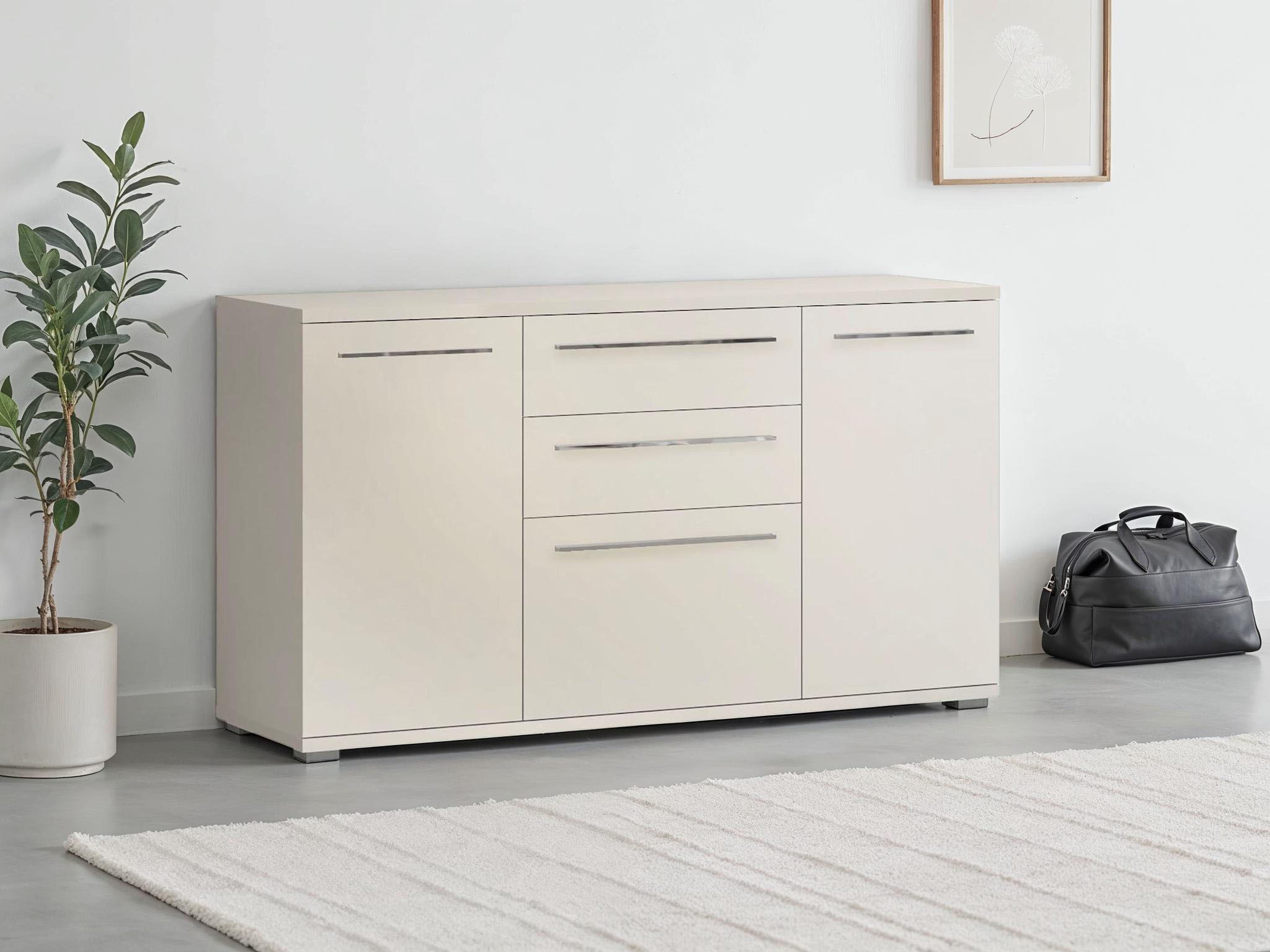 Kommode OTTO HOME "Piano", beige (beige hochglanz), B:180cm H:84,6cm T:45,2cm, Holzwerkstoff, Sideboards, Kommode, UV lackiert, Soft-Close Funktion Image