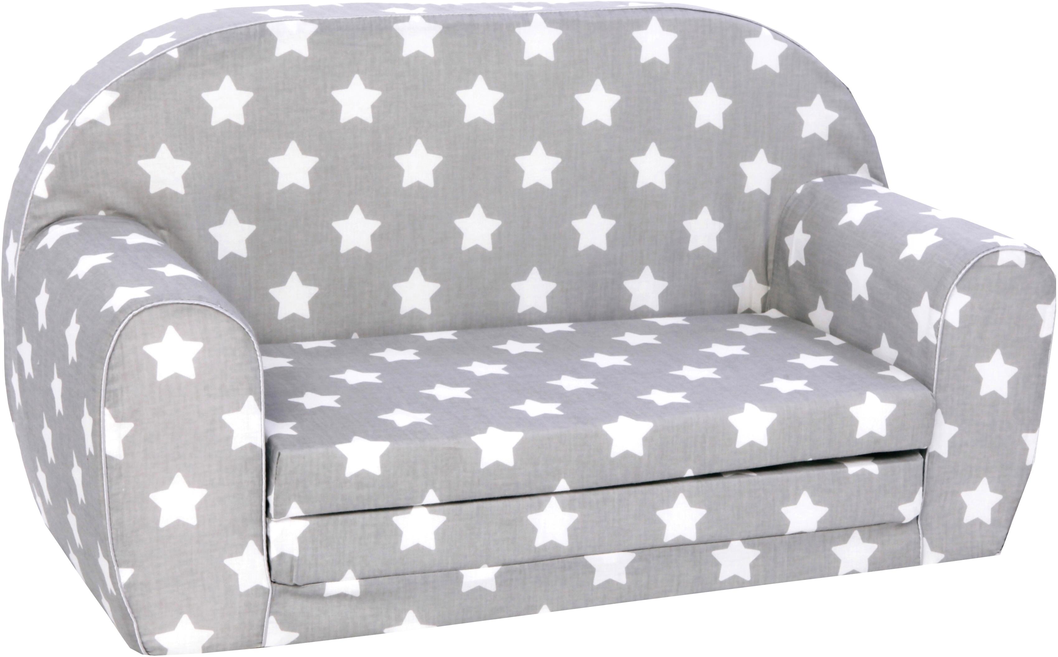 Sofa KNORRTOYS "Grey White Stars", weiß (grau weiß stars), Sofas, Kinder, B/H/T: 77cm x 42cm x 34cm, Baumwolle, für Kinder; Made in Europe, B:77cm H:42cm T:34cm