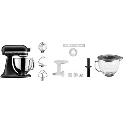 KITCHENAID Küchenmaschine "5KSM125EBM SCHWARZ MATT", schwarz (matt schwarz), B:24cm H:36cm T:37cm, Küchenmaschinen, Gratis Fleischwolf, Schüssel, Spritzgebäckvorsatz (Wert: ca.238,- UVP), Topseller Image
