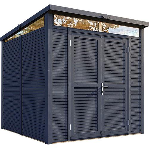 „Gartenhaus BERTILO „“Woodline““ Gartenhäuser Gr. Fußboden im Gartenhaus, Dachpappe, grau (anthrazit) Gartenhäuser aus Holz“