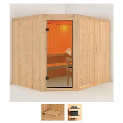 Sauna KARIBU "Marit", beige (naturbelassen), ohne Ofen, (ohne Ofen), Saunen, ohne Ofen