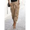 Strandhose BUFFALO, Damen, Gr. 34, N-Gr, grau (taupe), Web, Obermaterial: 85% Baumwolle, 15% Leinen. Bündchen: 95% Baumwolle, 5% Elasthan, unifarben, casual, figurumspielend knöchelfrei, Hosen, aus Leinen-Mix, Leinenhose, Sommerhose, Strandmode,...