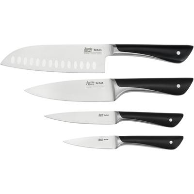 Messer-Set TEFAL "K267S4 Jamie Oliver", grau (schwarz, edelstahlfarben), Edelstahl, Kochmesser-Sets, hohe Leistung, unve