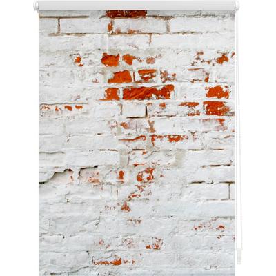 Seitenzugrollo LICHTBLICK ORIGINAL "Klemmfix Motiv Mauer" Gr. 2, rot (weiß, rot, weiß), B:60cm H:150cm, Polyester, Rollos, bedruckt Image