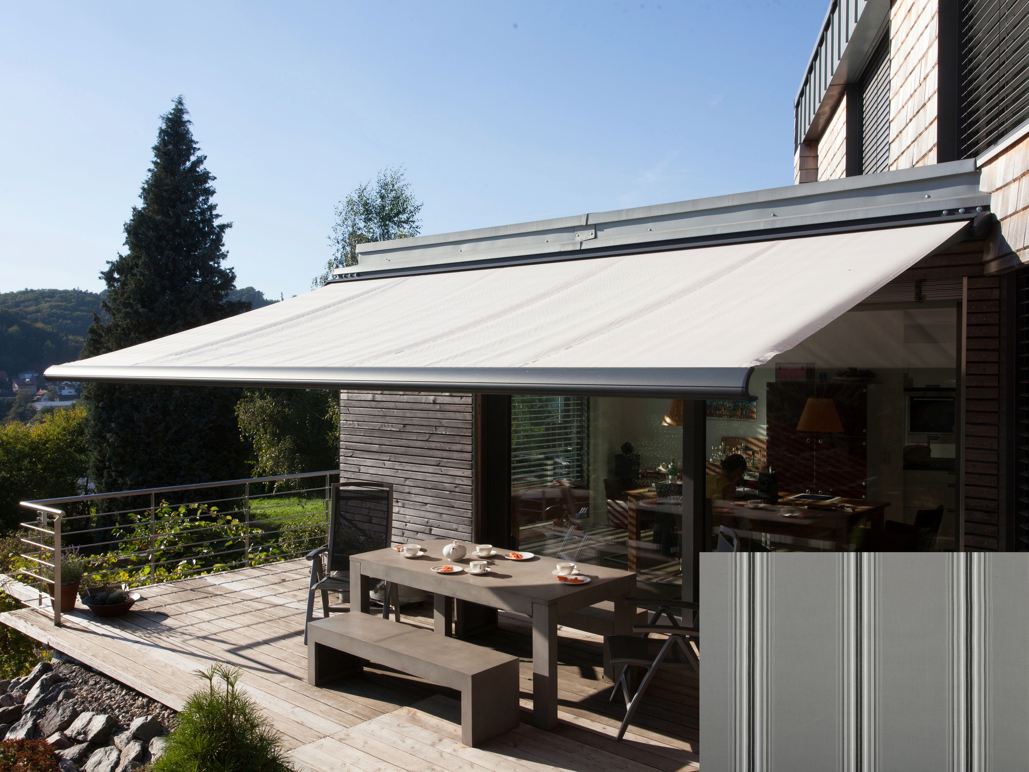 Kassettenmarkise WISMAR "Classic S-Compact", grau (grau, schwarz), B:300cm, Polyacryl, Markisen, Breite: 300 cm, Ausfall: 250 cm