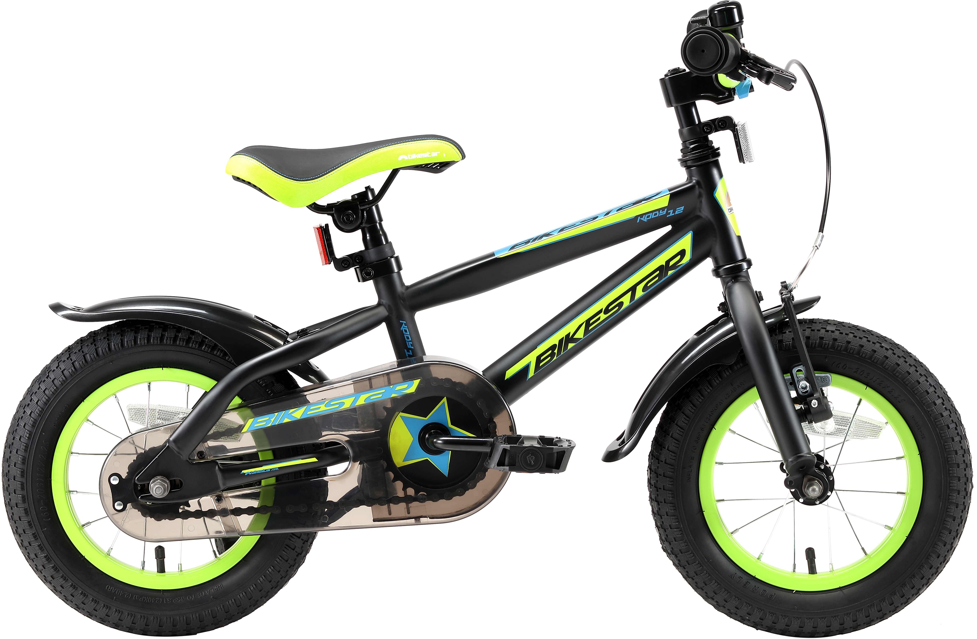 Kinderfahrrad BIKESTAR "Urban Jungle" Gr. 18, schwarz (grüngelb, schwarz), Fahrräder, Kinder, 17,5cm, 12 Zoll (30,48cm) Image