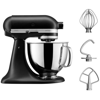 KITCHENAID Küchenmaschine "Artisan 5KSM125EBM", schwarz (matt schwarz), B:24cm H:36cm T:37cm, Küchenmaschinen, matt schwarz