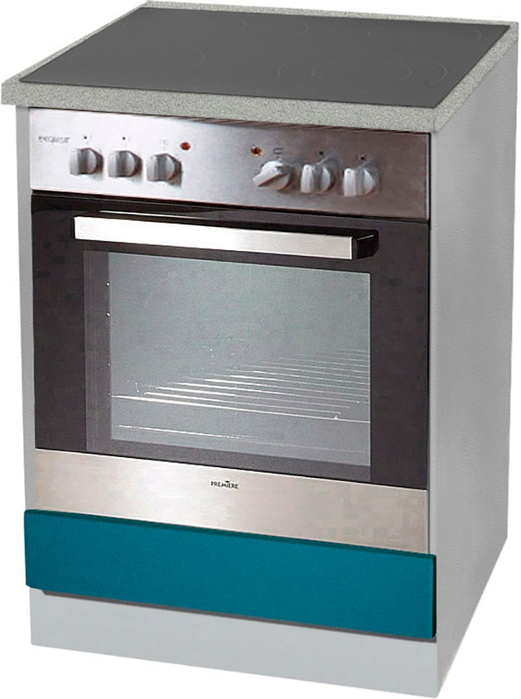 Herdumbauschrank WIHO KÜCHEN "Kiel", blau (front: ozeanblau, korpus: steel grau, arbeitsplatte: canvas grau), B:60 H:85 T:60, Schränke, 60 cm breit Image