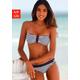 Bandeau-Bikini-Top VENICE BEACH "Summer" Gr. 36, Cup C/D, bunt (weiß, marine, gestreift) Damen Bikini-Oberteile Ocean Blue mit kontrastfarbener Schlaufe