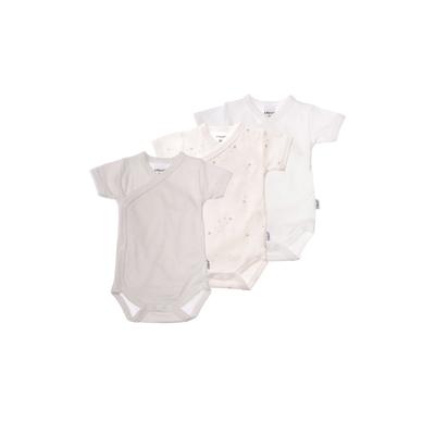 Wickelbody LILIPUT, Baby, Gr. 44, EURO-Größen, grau (weiß, grau), 100% Baumwolle, bedruckt, casual, kurz, Kurzarm, Bodies, mit niedlichen Prints