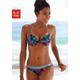 Push-Up-Bikini-Top VENICE BEACH "Summer" Gr. 40, Cup A, blau (marine, bedruckt) Damen Bikini-Oberteile Ocean Blue mit wattierten Cups