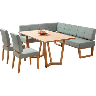 Eckbankgruppe HOME AFFAIRE "Ponza Eckbank Küchenbank BESTSELLER", blau (türkis, eiche geölt), langer Schenkel rechts, Sitzmöbel-Sets, Sitzgruppe Esszimmer Stühle Tisch und Bank bequem gepolstert, Topseller