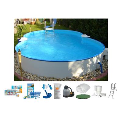 Achtformpool CLEAR POOL, weiß, B:300cm H:120cm L:470cm, Schwimmbecken, 470x300x120 cm inkl. umfangreichem Zubehör für den Teileinbau
