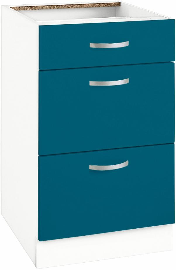 Unterschrank WIHO KÜCHEN "Flexi", blau (front: ozeanblau, korpus: weiß), B:50cm H:82cm T:57cm, Schränke, Breite 50 cm Image