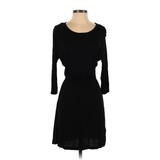 H&M Casual Dress - Sweater Dress Crew Neck 3/4 Sleeve: Black Solid Dresses - Women's Size X-Small