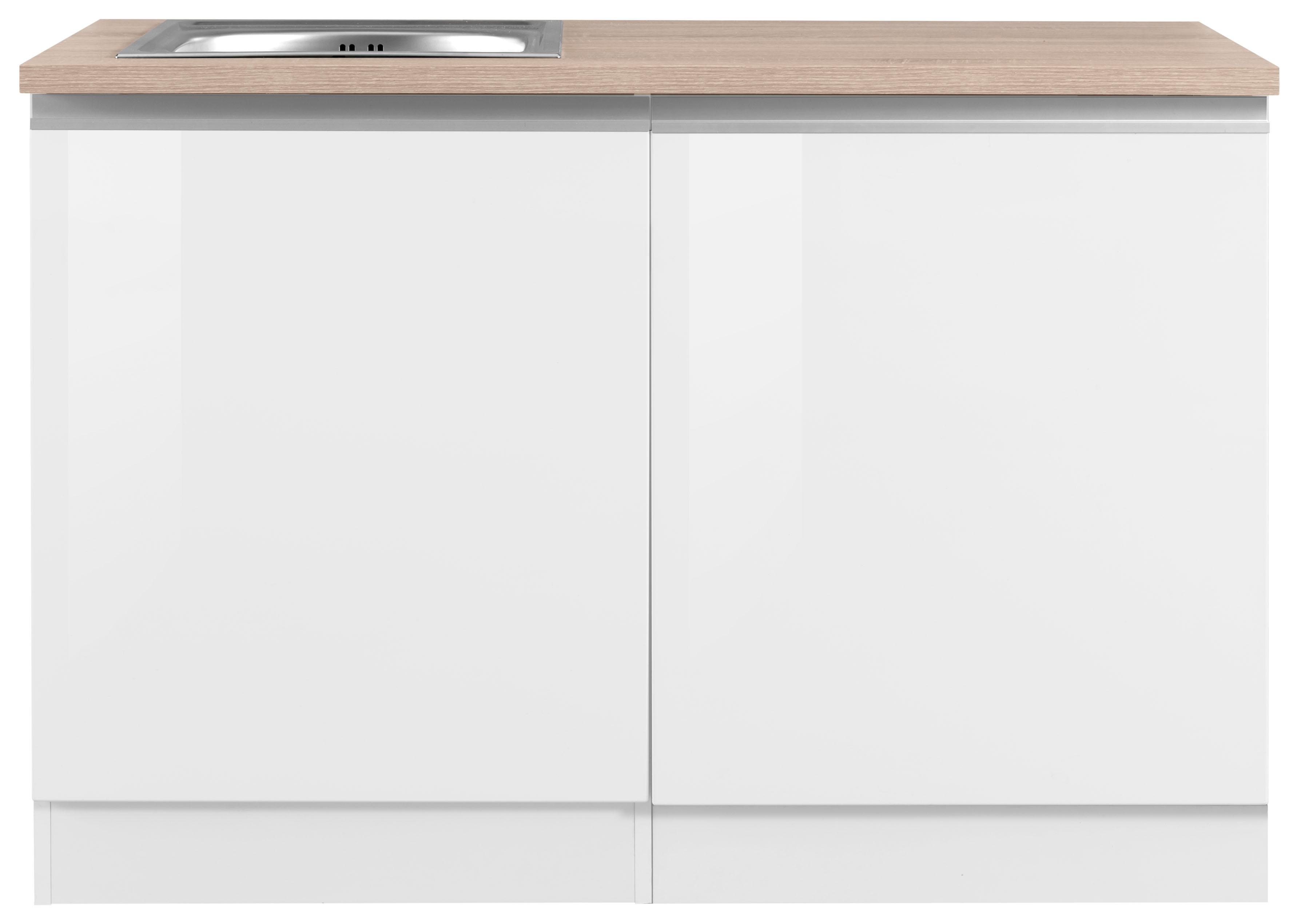 Spülenschrank KOCHSTATION "KS-Ohio", weiß (weiß hochglanz, weiß), B:120cm H:85cm T:60cm, Schränke, Spülenschrank, Breite 120 cm, mit Tür/Sockel für Geschirrspüler