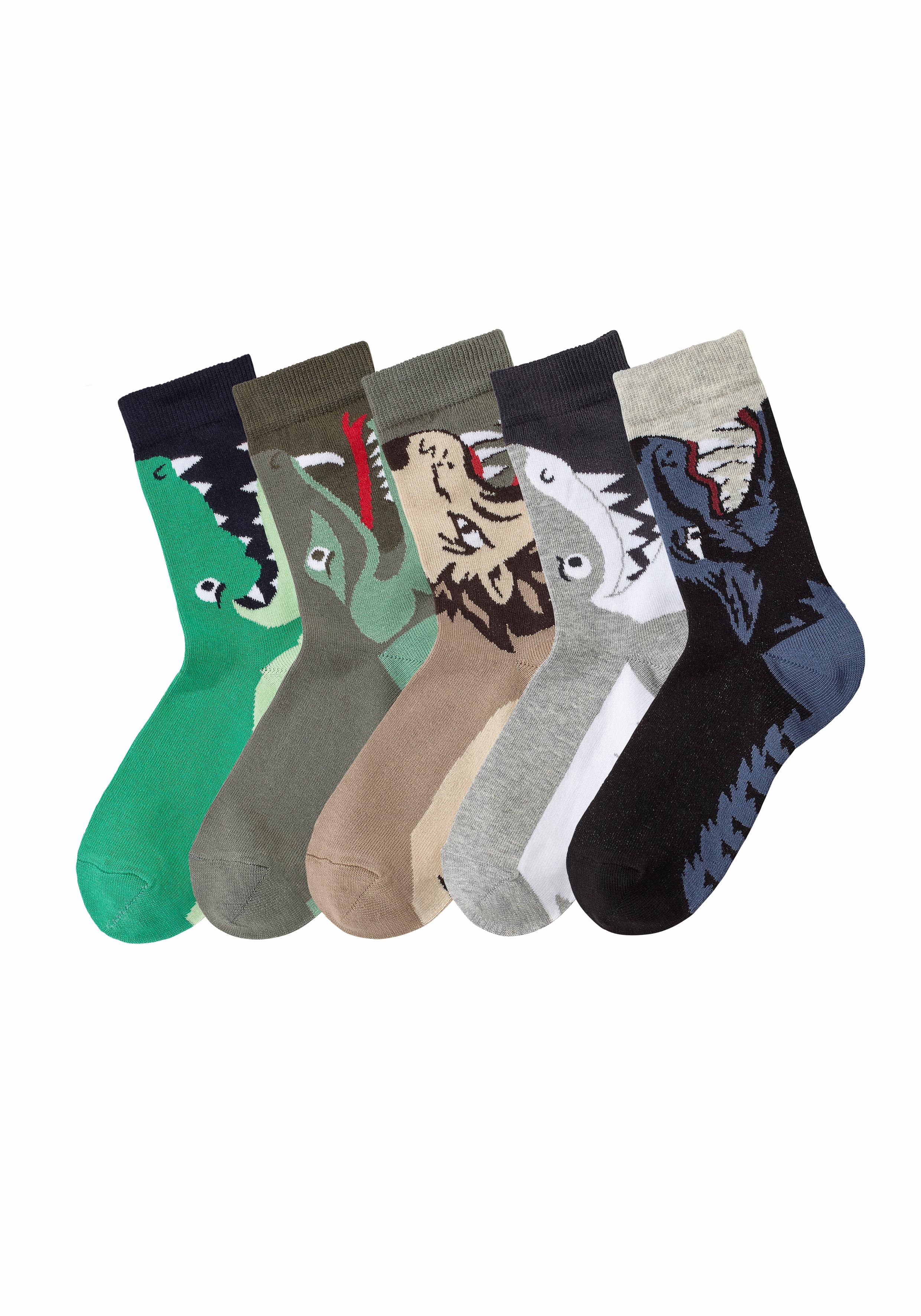 Socken, Kinder, Gr. 19-22, bunt, Baumwolle, Elasthan, Polyamid, uni und gemustert, elastisch, Socken, mit Tiermotiven Image