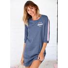 Nachthemd ARIZONA, Damen, Gr. 36/38, N-Gr, blau (blau, meliert), Single Jersey, Obermaterial: 60% Baumwolle, 40% Polyester. Graumeliert (Obermaterial): 90% Baumwolle, 10% Polyester, modisch, figurumspielend kurz, Rundhals, 3/4-Ärmel Raglanärmel...