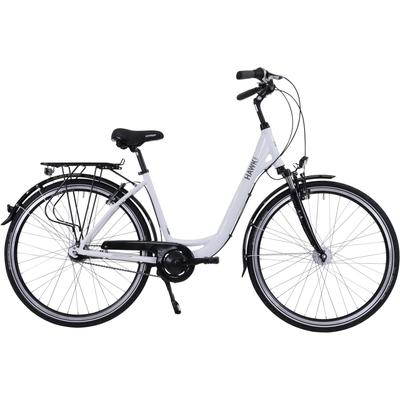 Cityrad HAWK BIKES "City Wave Deluxe White" Fahrräder Gr. 44cm, 26 Zoll (66,04cm), weiß für Damen und Herren