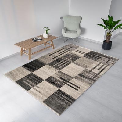 Teppich MY HOME "Beliz" Gr. 3, grau, B:120cm H:9mm L:180cm, Kunstfaser, Teppiche, mit Konturenschnitt, Kurzflor, 3D-Design, mit Fransen, Wohnzimmer Image