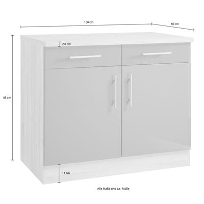 Unterschrank KOCHSTATION "KS-Toledo", weiß, B:100cm H:85cm T:60cm, Schränke Image