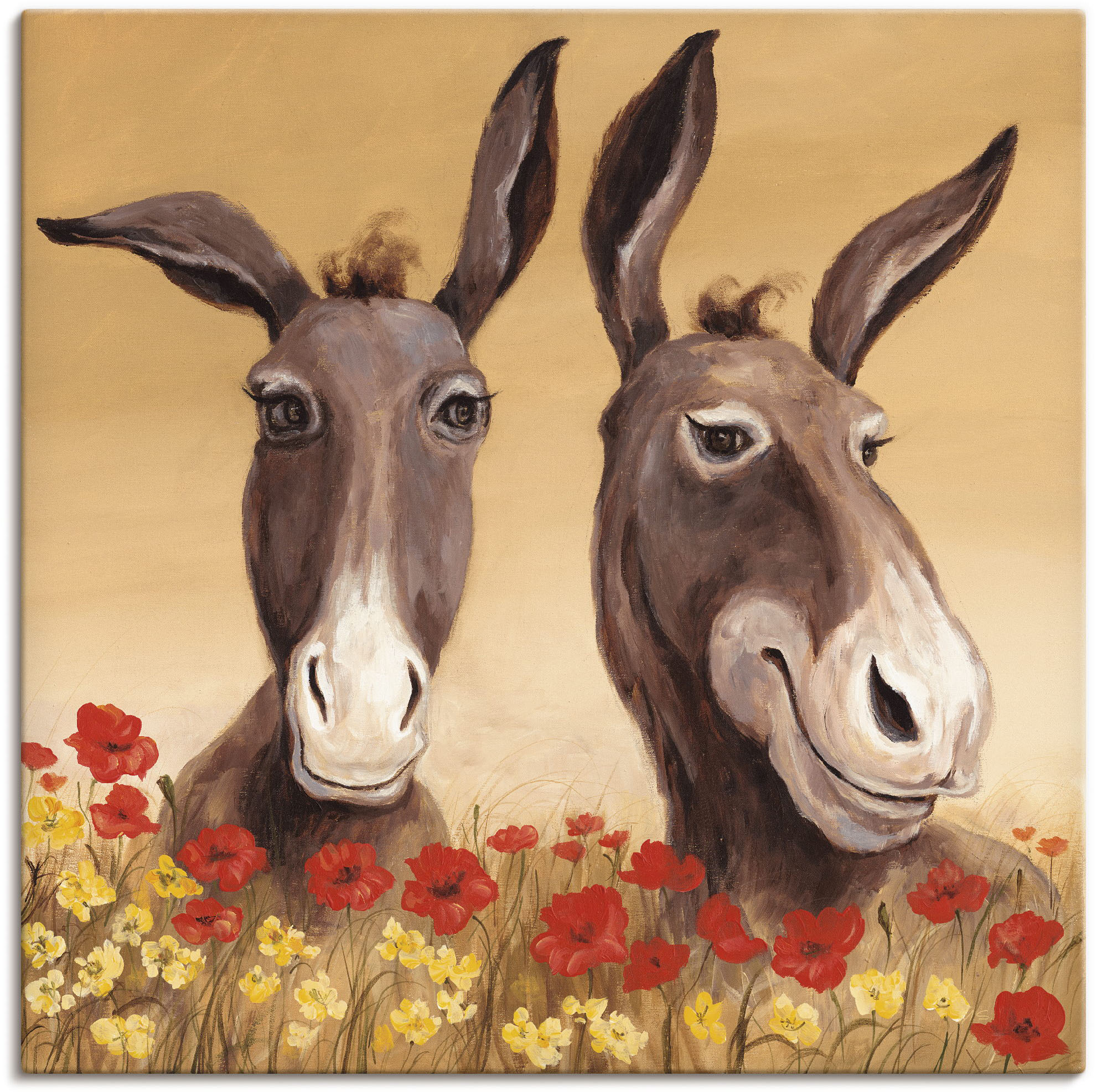 Wandbild ARTLAND "Esel", beige (farbe bild(er): naturfarben), B:40cm H:40cm, Bilder, als Alubild, Outdoorbild, Leinwandbild, Poster, Wandaufkleber Image