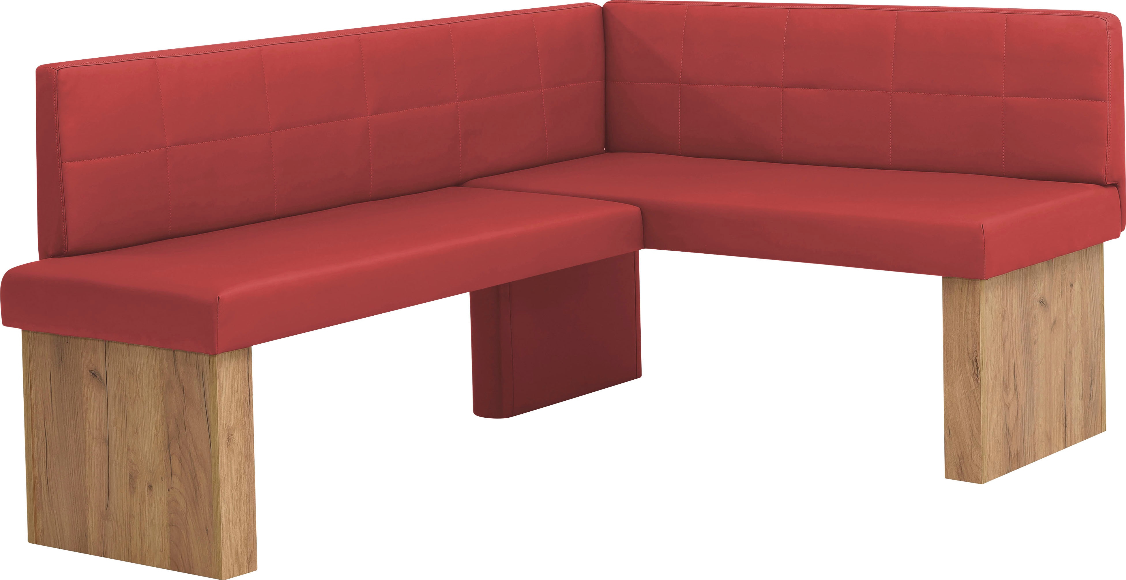 Eckbankgruppe MASSIVLINE & MORE "Anna", rot (holzwerkstoff mit farbe sonoma eiche, lotos 5269 rot, rot, eichefarben), Kunstleder, Langer Schenkel links (169/130cm), Holzwerkstoff, Kunstleder, Sitzmöbel-Sets, Eckbankgruppe, mit 2 Stühlen mit massiven...
