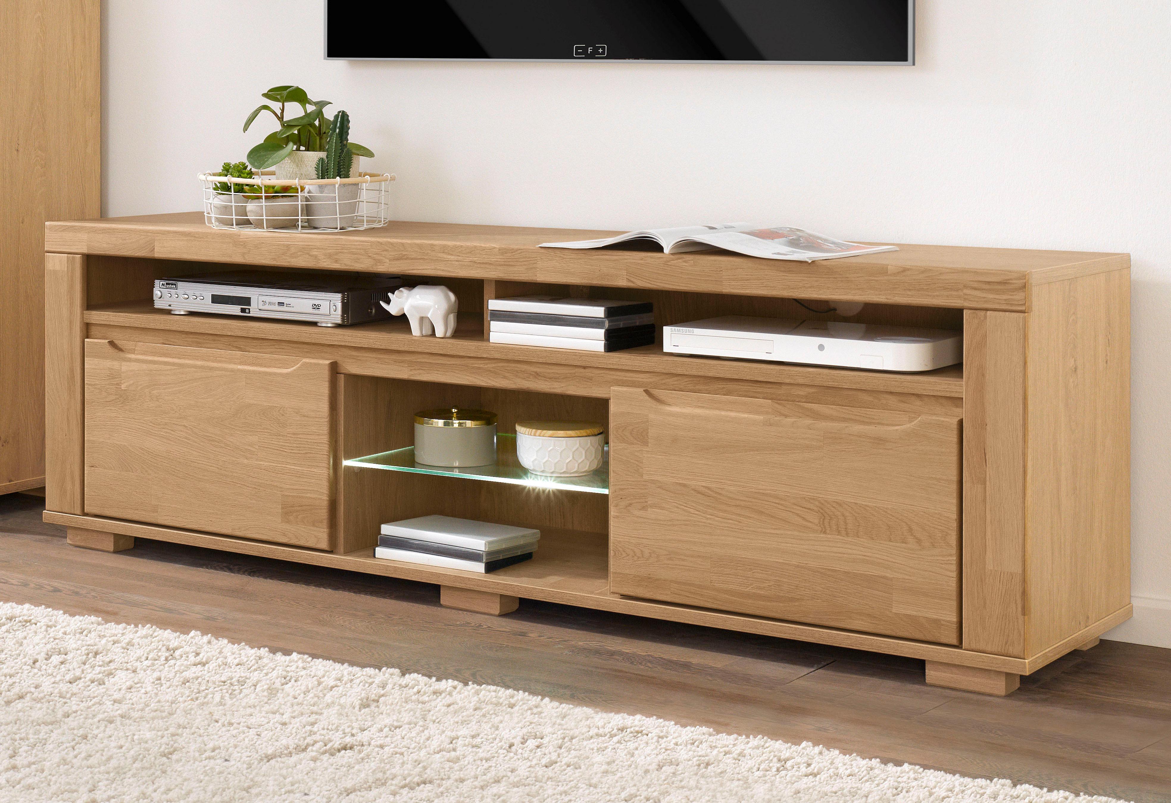 Lowboard HOME AFFAIRE "Denis", braun (eiche teilmassiv), B:160cm H:52cm T:40cm, Holz teilmassiv, Sideboards, Lowboard, Breite 160 cm